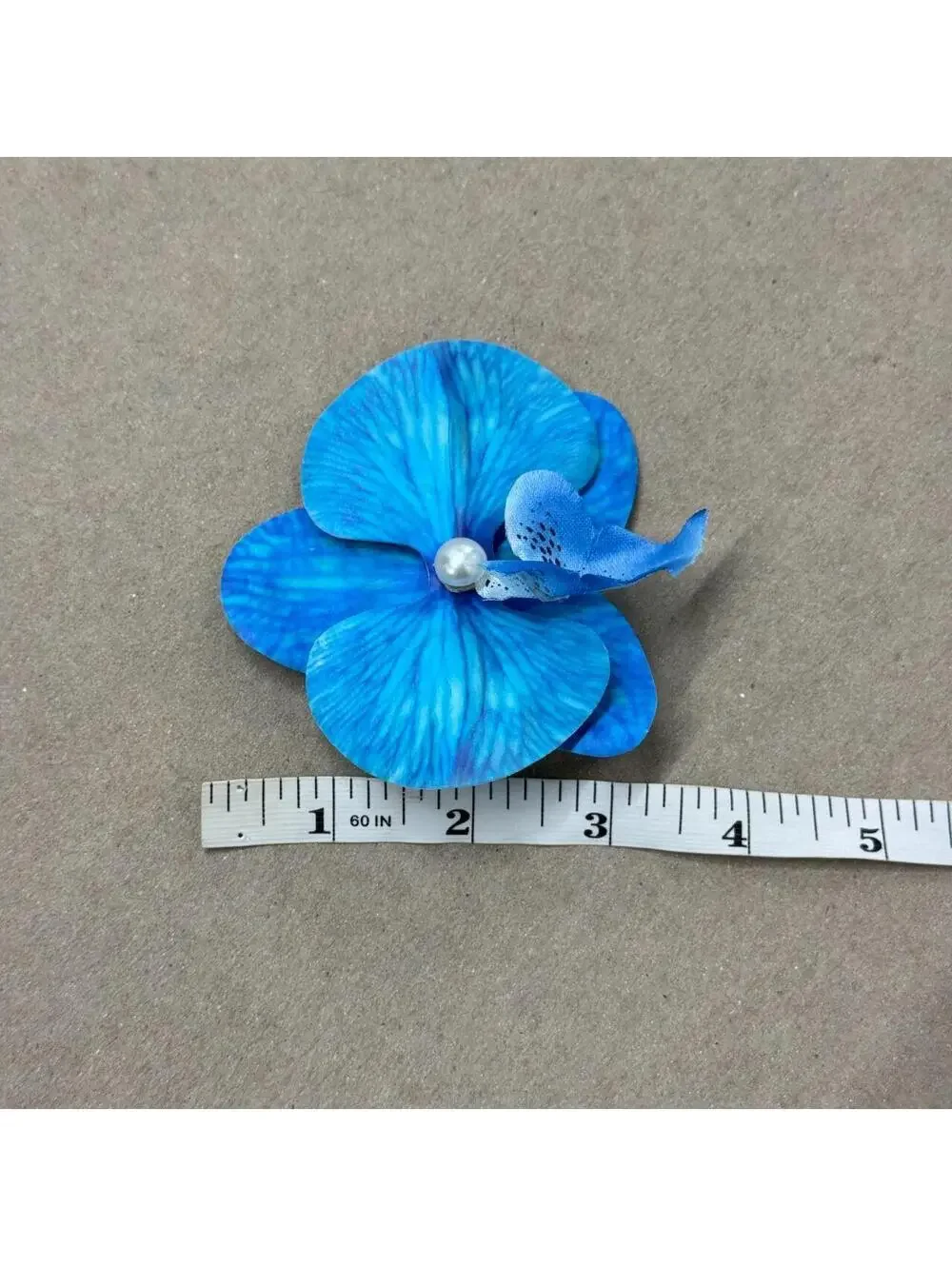 Vibrant Blue Tropical Phalaenopsis Orchid Pearl Hair Clip